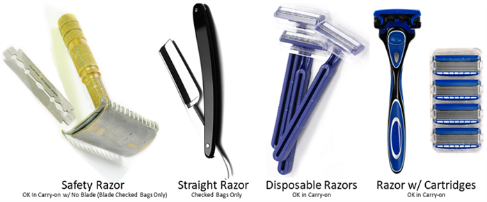 Различные типы бритв для бритья
