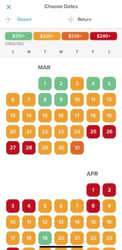 Календарь тарифов Hopper